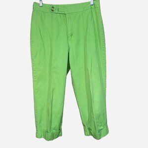 Mountain Lake Lime Green Cruise Capri Pants  Cotton Comfort Size 10 Travel